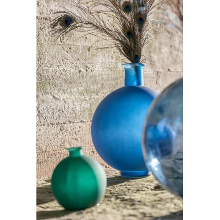 Vase boule en verre vert 16x16x17 cm