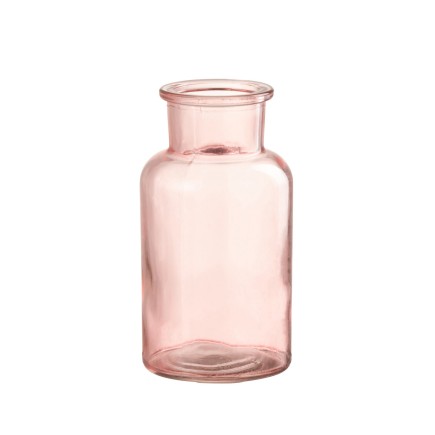 Vase bouteille en verre rose 7x7x13 cm