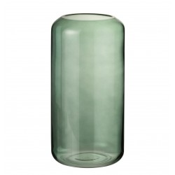 Jarrón cilindro vidrio verde Alt. 32 cm