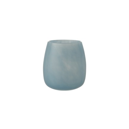 Vase rond en verre bleu H20 cm