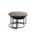 Set de 3 tables gigognes en aluminium noir 75.5x75.5x40 cm