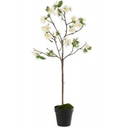 Árbol de flor plástico blanco/marrón Alt. 88 cm