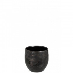 Macetero antiguo de cerámica negro 17.5x17.5x18 cm