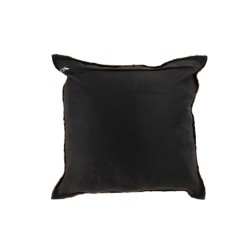 Coussin carré zébré en cuir blanc et noir 44x44cm