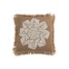 Coussin avec motif fleur et franges en jute naturel L49cm - Coussin d'extérieur