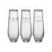 Set de 3 vasos altos con texto plateado en vidrio transparente de 6x6x16 cm