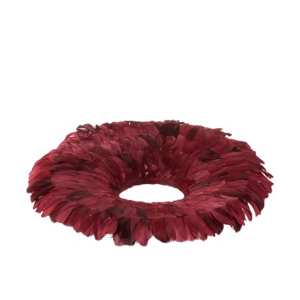 Couronne décorative en Plumes Bordeaux 53x53x7 cm