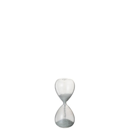 Sablier Paillettes Verre Blanc 16.5 cm