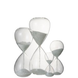 Sablier en verre paillettes blanc 40 cm