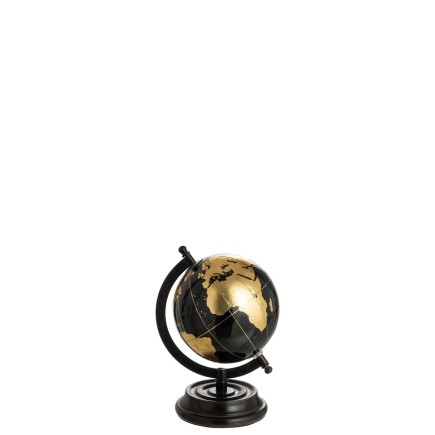 Globe sur pied en bois noir 15x17x22 cm