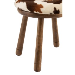 Chaise avec oreille de vache en bois et textile marron 36x36x58 cm