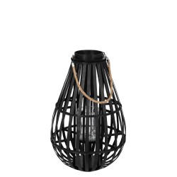 Farol forma de gota bambú negro Alt. 90 cm