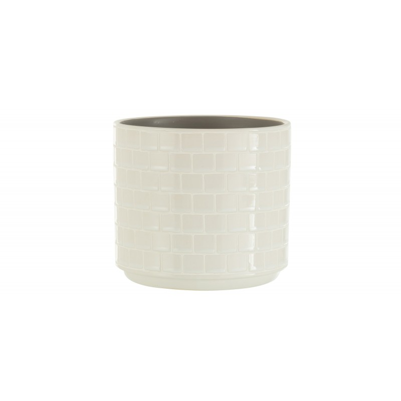 Cachepot de cerámica blanco de 17x17x15 cm