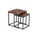 Set de 2 tables gigognes en bois marron et métal noir 43.5x43.5x51.5 cm