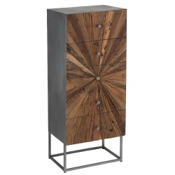 Armoire 5 tiroirs en bois naturel 45.5x37x110 cm