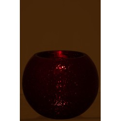 Photophore boule en verre rouge 20x20x15.5 cm