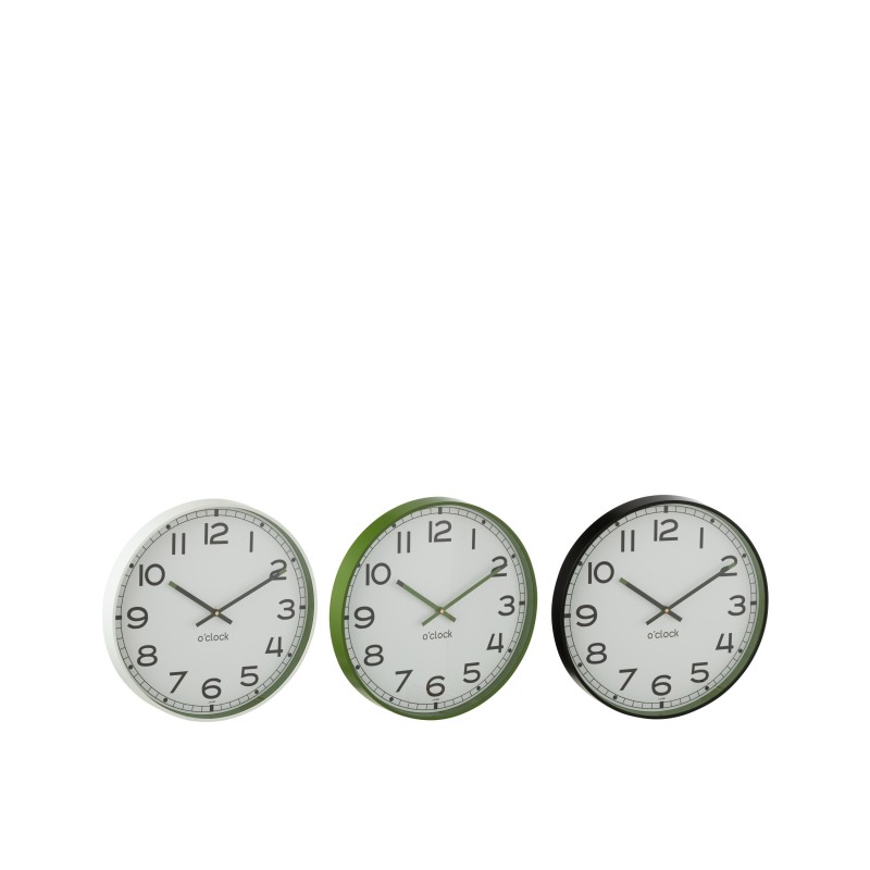 Horloge murale en plastique multicolore 30x30x4 cm (Lot de 3)