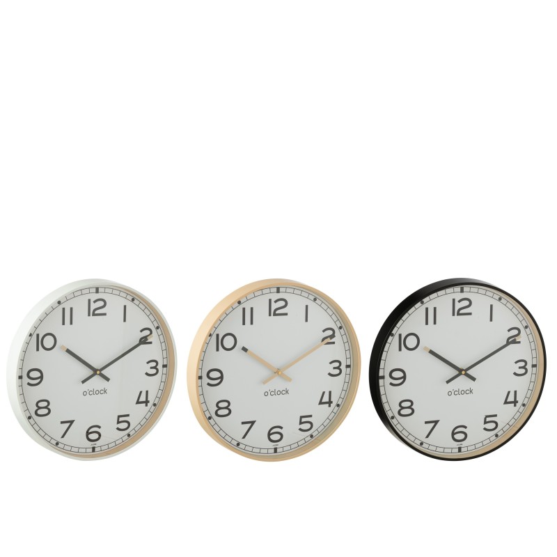 Horloge murale en plastique multicolore 40x40x4 cm (Lot de 3)