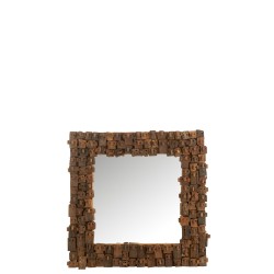 Miroir carré en bois recyclé 90*90cm