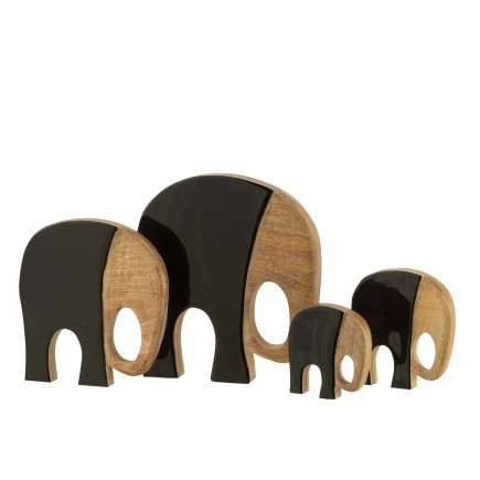 Éléphants en bois multicolore 10x12x2.5 cm