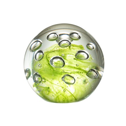 Presse-papier bulles en verre vert 12x12x12 cm