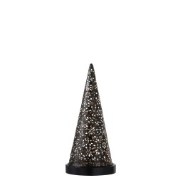 Lámpara de cono de Navidad de metal negro con luces LED, de 37 cm de altura