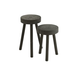 Set de 2 tabourets en bois noir 29x29x56 cm