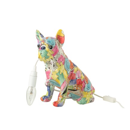 Lampe bulldog pop-art en polyrésine multicouleur 25x15x29 cm