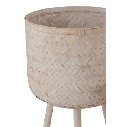 Set de 3 cachepots sur pied en bois naturel 37x37x76 cm