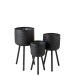 Set de 3 cache-pots sur pied en bois noir 37x37x76 cm