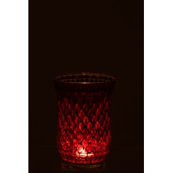 Photophore en verre rouge 13.5x13.5x19.5 cm