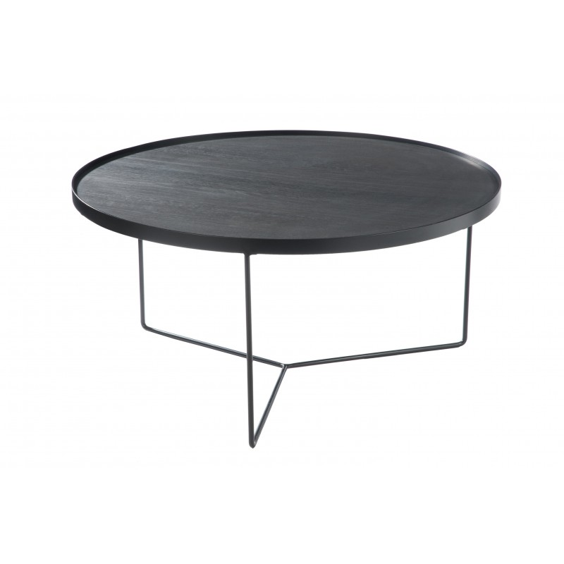 Table d’appoint en bois et métal noir 81x81x40 cm