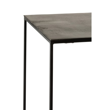 Set de 2 tables gigognes en aluminium noir 40x40x120.5 cm