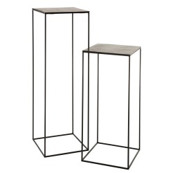 Set de 2 tables gigognes en aluminium noir 40x40x120.5 cm