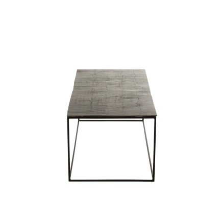 Table de salon rectangulaire en aluminium noir 110x49x41 cm