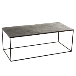 Table de salon rectangulaire en aluminium noir 110x49x41 cm