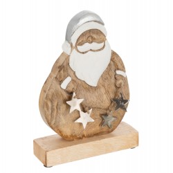 Père Noël sur socle en bois naturel 14x4.5x21 cm