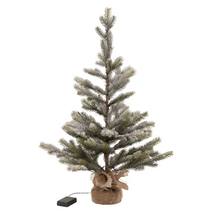 Albero di Natale innevato con luci a LED in plastica verde H81cm