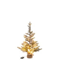 Albero di Natale innevato con luci a LED in plastica verde H81cm