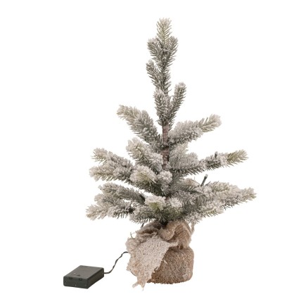 Albero di Natale innevato con luci a LED in plastica verde H50cm