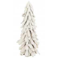 Árbol de Navidad decorativo nevado de madera blanca de 23x23x50 cm