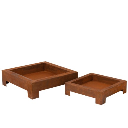 Set de 2 braséros en métal orange 70x70x24.5 cm