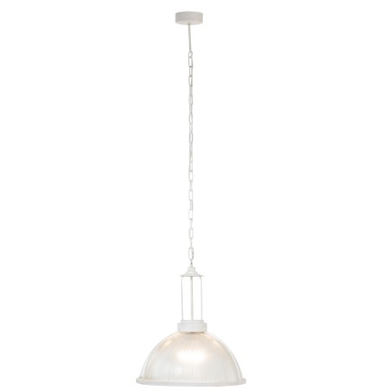 Lampe Suspendue Ronde Verre/Metal Blanc