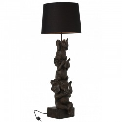 Lámparas de 3 elefantes de resina y textil marrón 36x36x98 cm