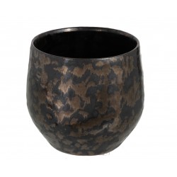 Macetero antiguo de cerámica negro 13.5x13.5x12.5 cm