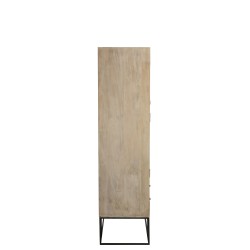 Armoire 3 portes et 4 tiroirs en bois naturel 115x45x175.5 cm