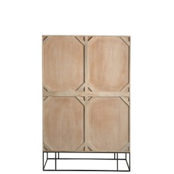 Armoire 3 portes et 4 tiroirs en bois naturel 115x45x175.5 cm