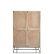 Armoire 3 portes et 4 tiroirs en bois naturel 115x45x175.5 cm