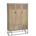 Armoire 3 portes et 4 tiroirs en bois naturel 115x45x175.5 cm