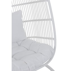 Chaise suspendue en métal et bois blanc 119x105x193 cm